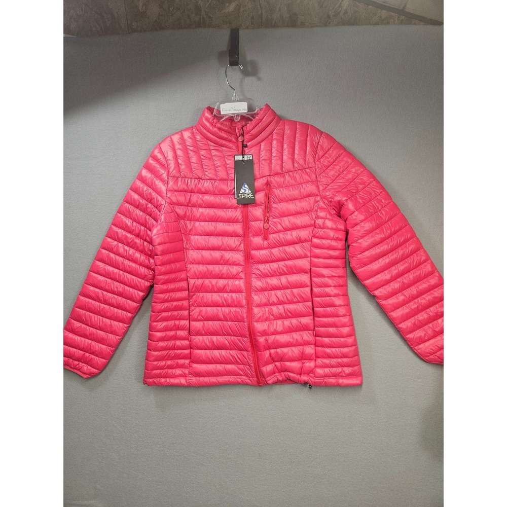 Spire by Galaxy Womens XL Pink Puffer Jacket Waterproof Breathable Quilted Zip